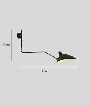 Industriële Zwarte Aluminium Wandlamp met Lange Arm - Verstelbaar LED Licht