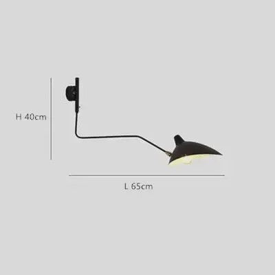 Industriële Zwarte Aluminium Wandlamp met Lange Arm - Verstelbaar LED Licht