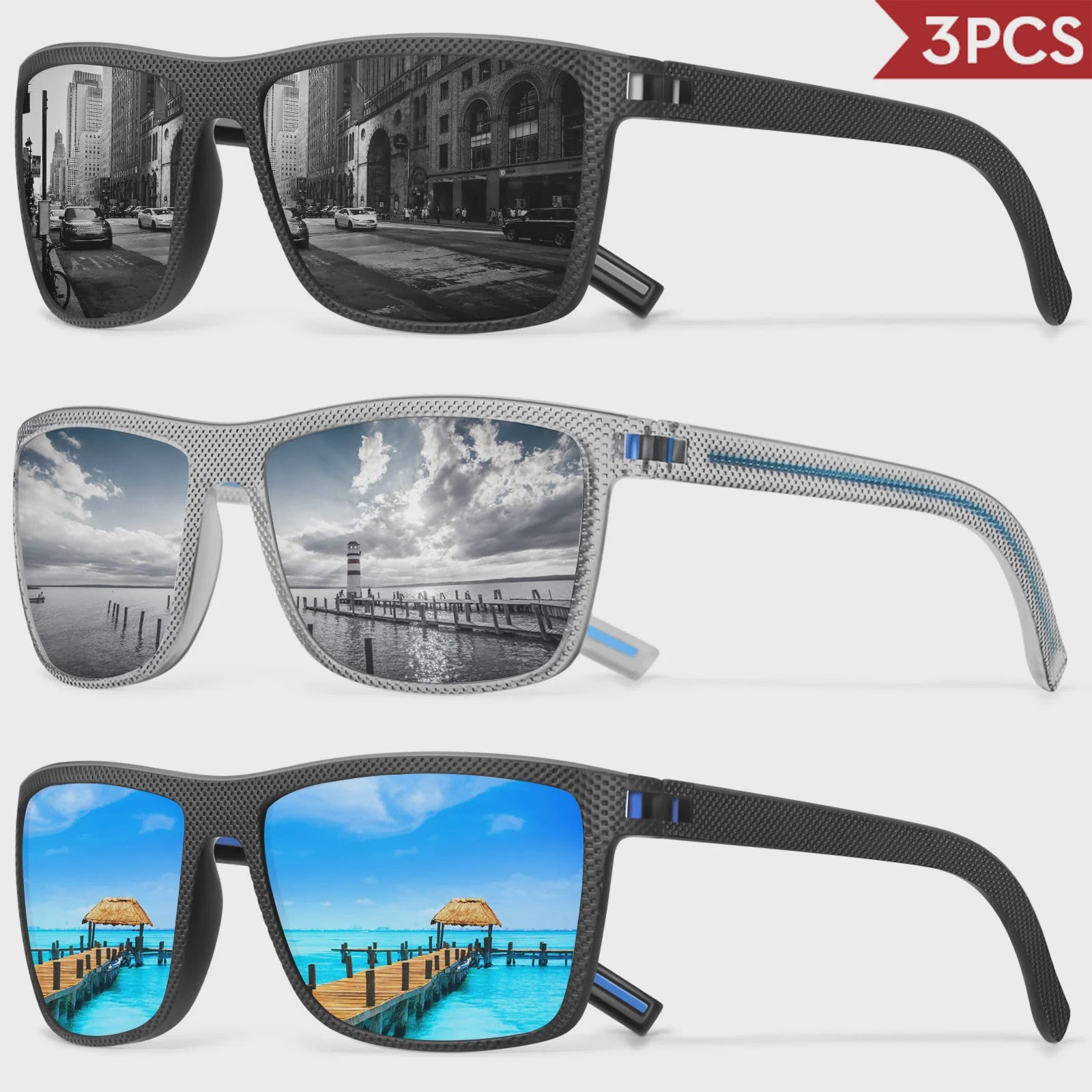 Designer Polarized Zonnebrillen Set voor Heren & Dames | UV400 Bescherming | Ideaal voor Buitenactiviteiten