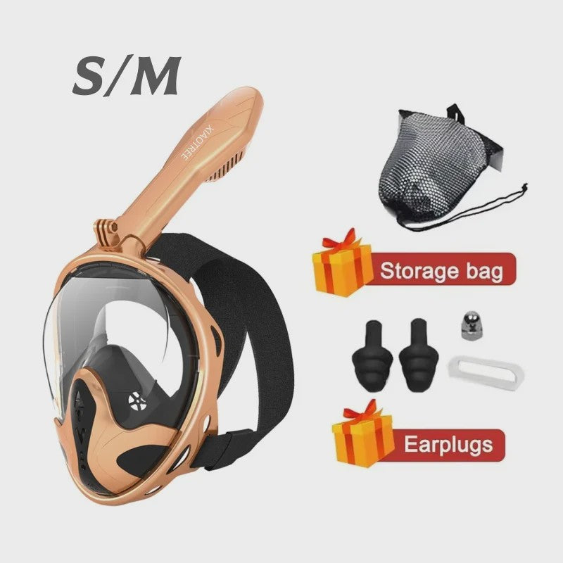 Volledig Gelaat Snorkelmasker met 180° Panoramisch Zicht & Anti-Fog