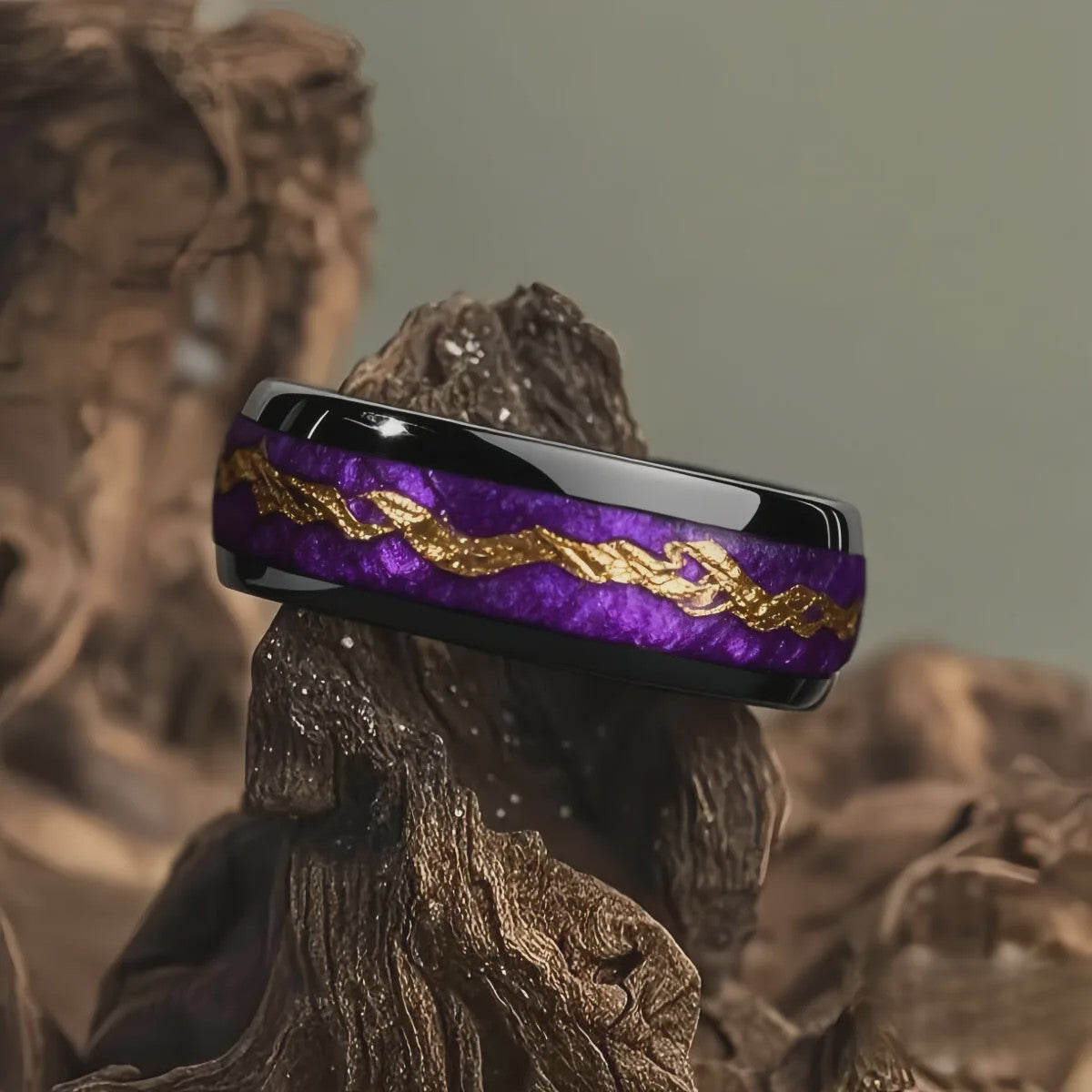 Luxe Groene Kristalstenen Ringen voor Mannen - 8mm Roestvrij Staal Trouwband
