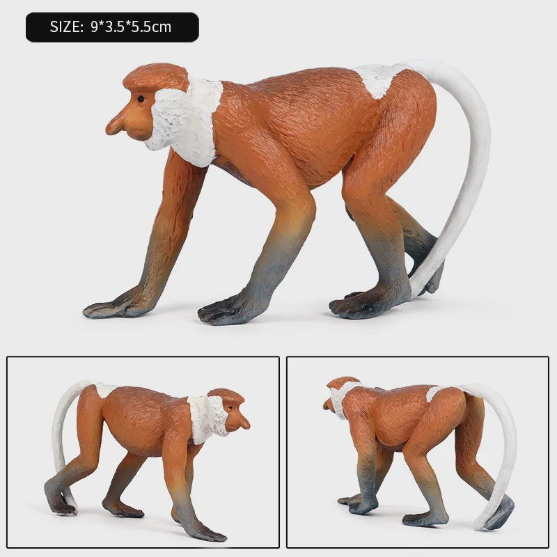 Oenux Wild Animal Speelfiguren: Aap, Chimpansee, Orang-oetan & Gibbon (PVC)