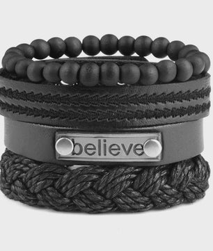 Heren Leren Armbanden Set - Viking, Gothic & Punk Stijl - Multilayer Vintage