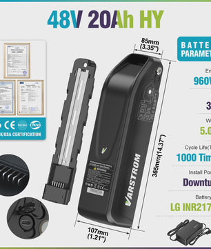 Varstrom E-bike Batterij 36V/48V/52V - Krachtige Lithium Accu met 40A BMS & Lange Levensduur