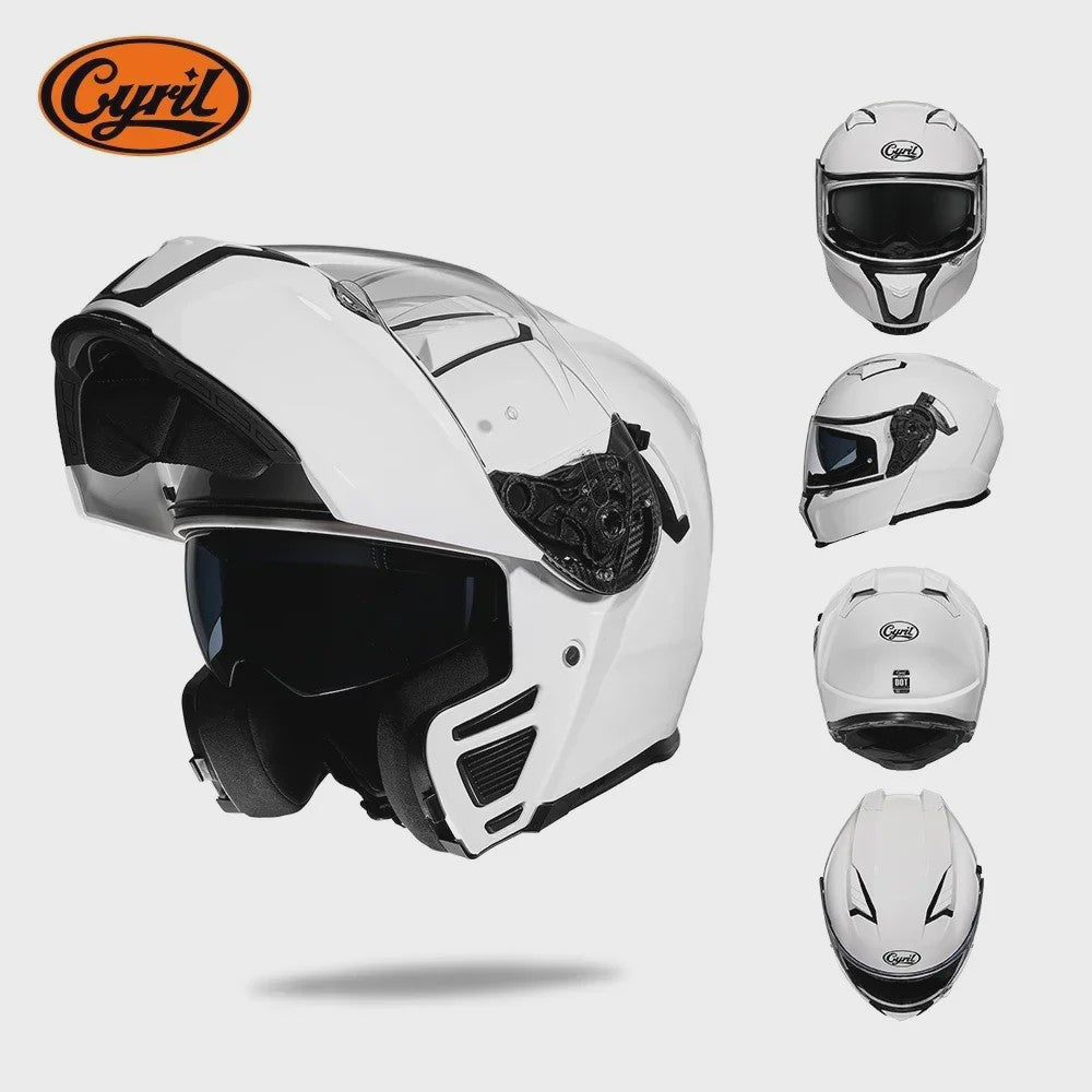 Cyril Motorcross Flip-Up Helm - Volledig Gelaatsmasker met Breed Helder Vizier & DOT Keurmerk