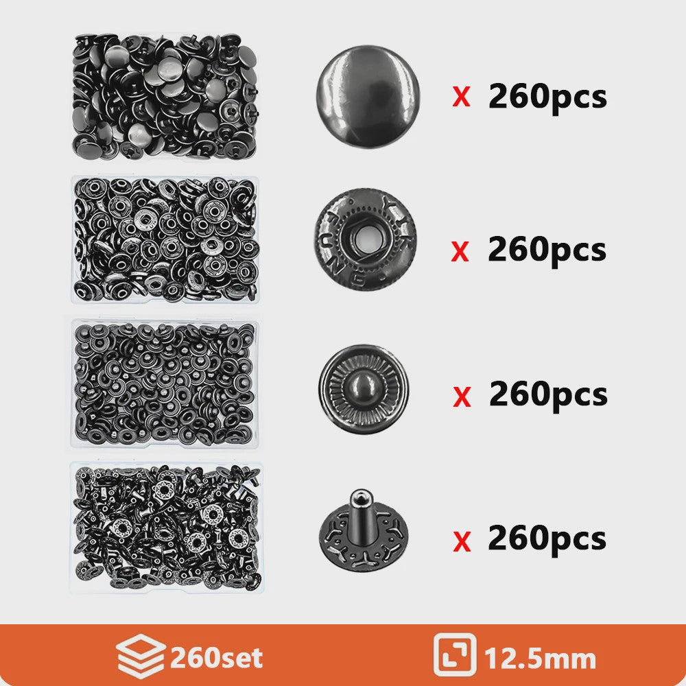 Roestvrij Staal Drukknopen Set 12.5mm Gunmetal Zwart - Kleding & Tassen