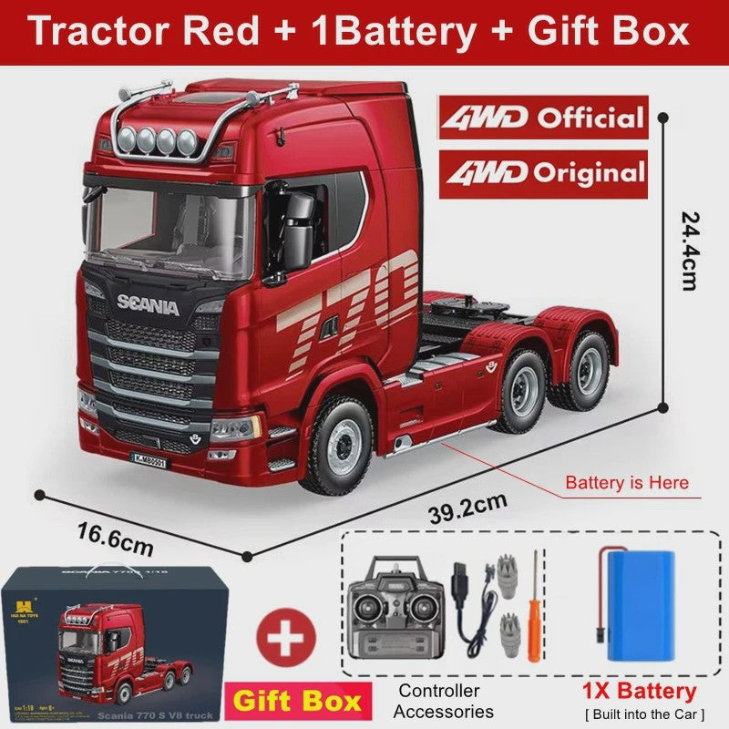 RC Tractor Truck Scania 770S 1:18 - Officieel Gelicenseerd met Licht & Geluid