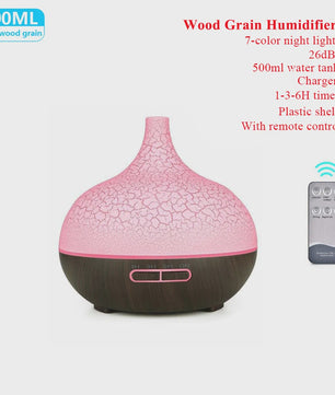 Aroma Diffuser met Houtnerf Design, 7 Kleuren LED en Afstandsbediening
