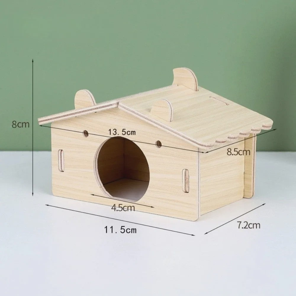 Houten Hamster Villa: Speelhuis met Klimplatform en Verhoogd Platform - Duurzaam Knaagdier Accessoire