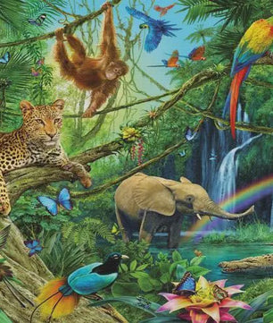 Milofi 3D Muurschildering Behang: Scandinavisch Bos met Jungle Dieren voor Kinderkamer