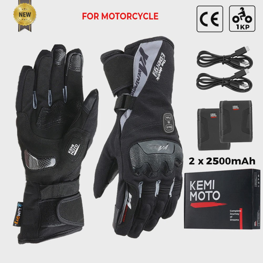 KEMIMOTO Verwarmde Motorhandschoenen - Waterdicht, Oplaadbaar & Warm voor de Winter