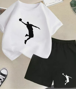 Kinder T-shirt en Short Set - Zomer Sportieve Mode met Grafische Print