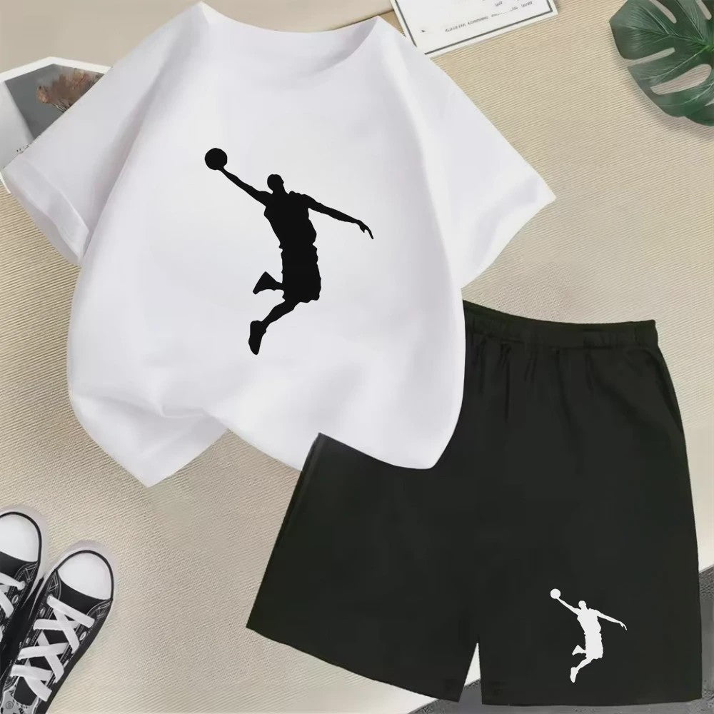 Kinder T-shirt en Short Set - Zomer Sportieve Mode met Grafische Print