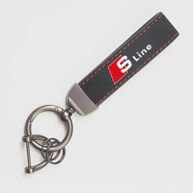 Luxe Audi Suede Sleutelhanger met Metalen Gesp - Stijlvolle Auto Accessoire