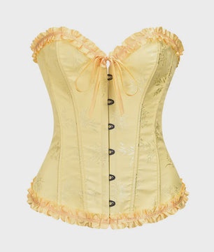 Sexy Jacquard Bustier Corset met Ruches en Push-Up Effect - Gothic Stijl