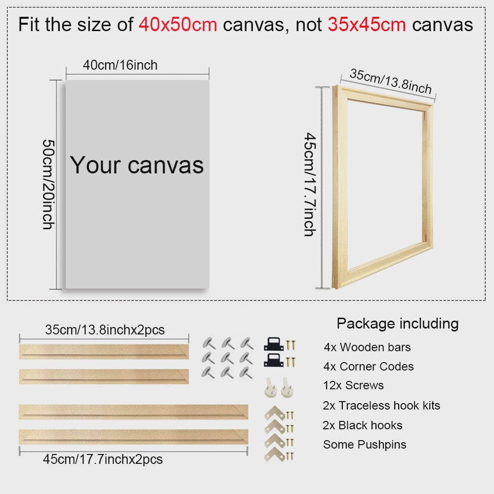 DIY Houten Canvas Frame Kit - Diverse Maten voor Schilderijen & Diamantkunst