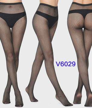 Dames Visnet Panty's met Jacquard Weefsel - Gothic Kant & Spider Net Stijl