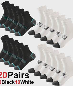 20 Paar Heren Katoenen Sokken - Comfortabel & Ademend - Maat 38-45 - Zwart