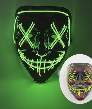 Verlicht LED Neon Purge Masker met Fiber Optic Handschoenen - Halloween & Feest