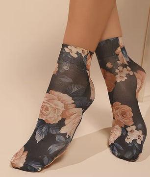 Leopard Print Korte Sokken - Zomerse Enkel Sokken met Bloemenpatroon
