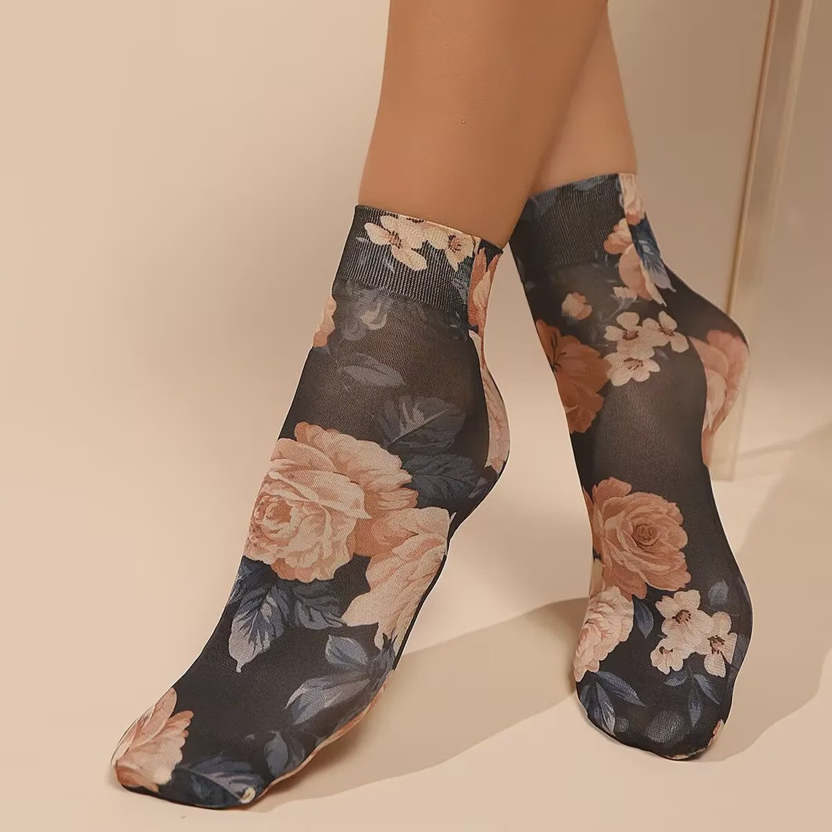Leopard Print Korte Sokken - Zomerse Enkel Sokken met Bloemenpatroon