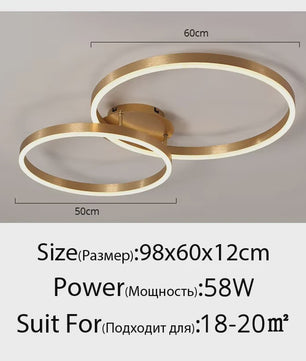 Moderne LED Plafondlamp 3 Cirkels - Goud/Koffie - Woonkamer & Slaapkamer