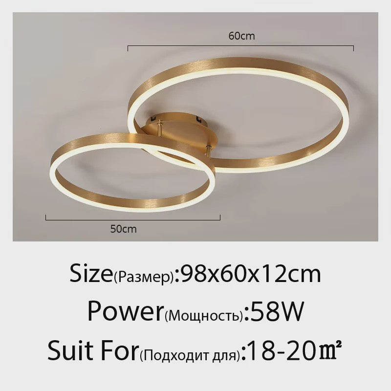 Moderne LED Plafondlamp 3 Cirkels - Goud/Koffie - Woonkamer & Slaapkamer