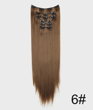 Synthetische Haarverlenging Set: 6 Delen Clip-in Extensions 60cm Lang & Steil