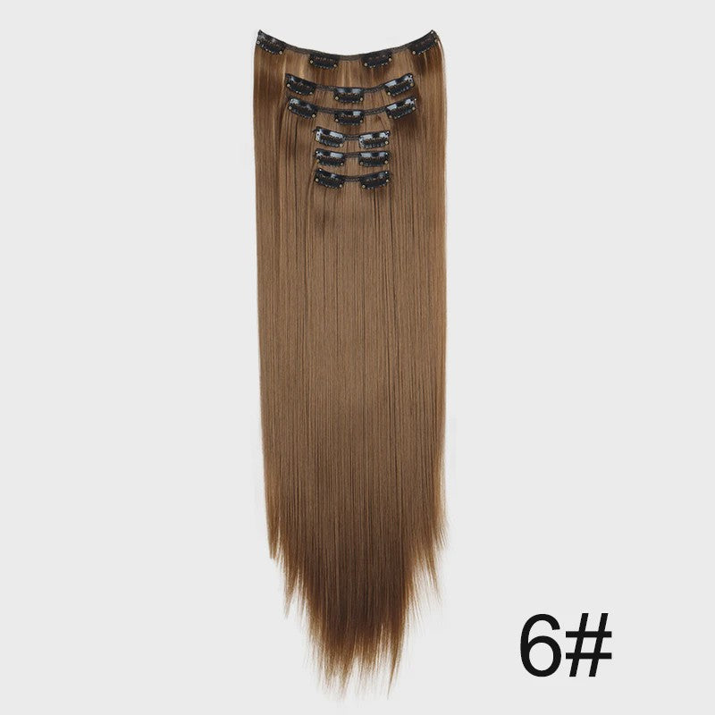 Synthetische Haarverlenging Set: 6 Delen Clip-in Extensions 60cm Lang & Steil