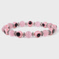 Set van 2 Handgemaakte Natuursteen Armbanden met Hanger Oog van Fatima & Lavasteen/Hematiet