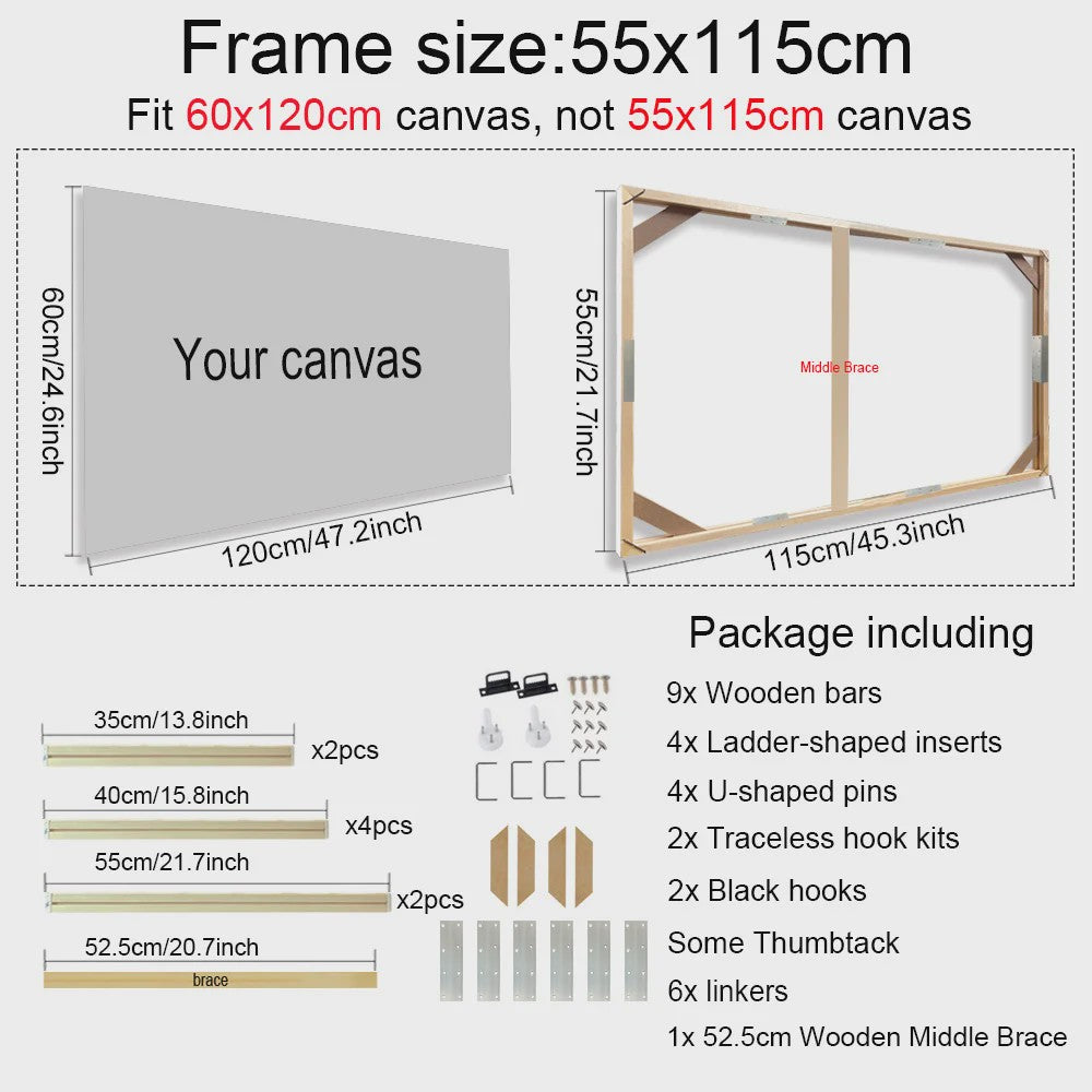 Moderne Houten Canvas Frame - 24 Maten voor Foto, Olieverf & Diamond Painting