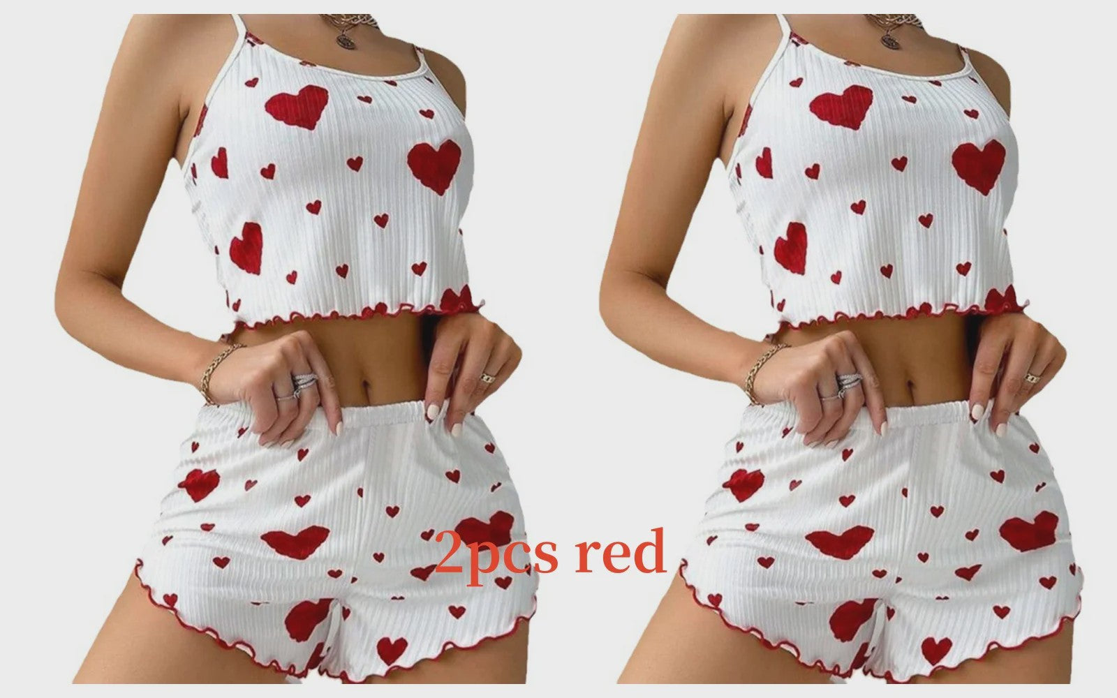 Dames Pyjama Set: 2-delig Tanktop & Shorts met Liefdesprint - Zacht & Ventilerend