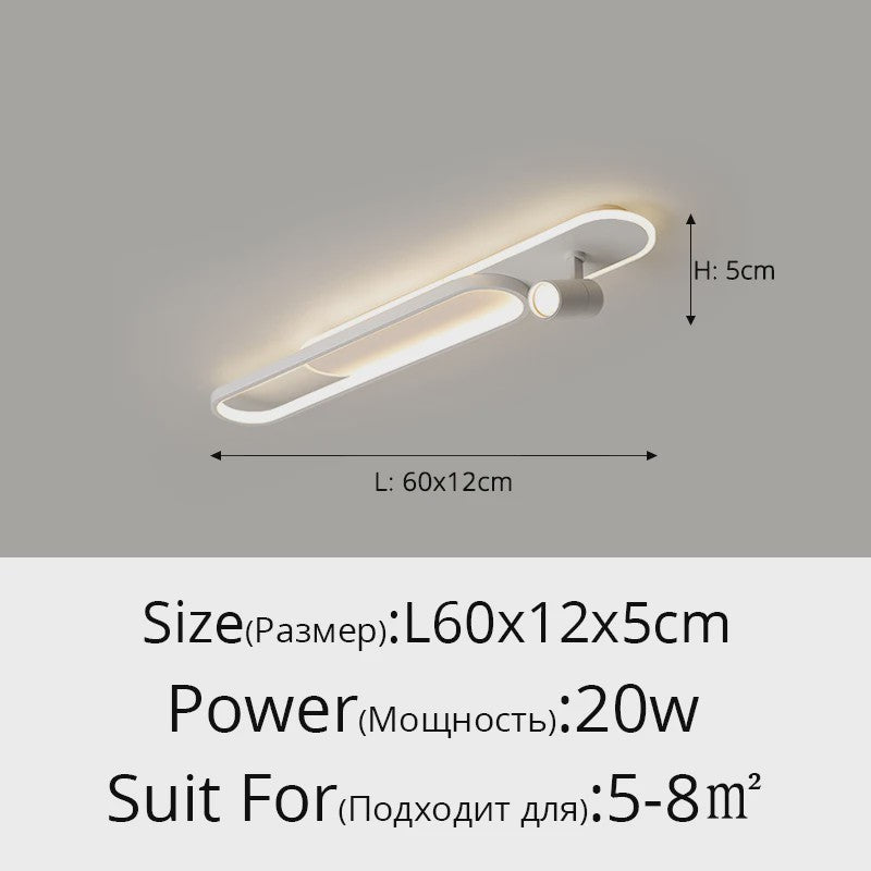 Moderne LED Plafondlamp met Spotlight - Zwart, Wit of Goud - Sfeervolle Verlichting voor Slaapkamer & Studiekamer