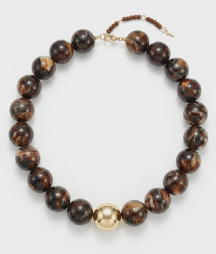 Bohemian Resin Kralen Ketting - Statement Choker met Dubbele Kleuren