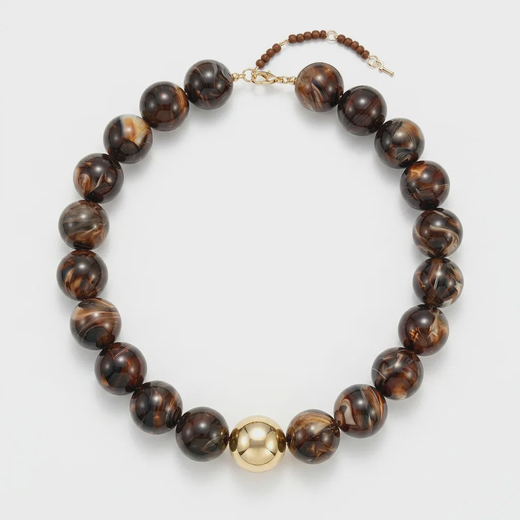 Bohemian Resin Kralen Ketting - Statement Choker met Dubbele Kleuren