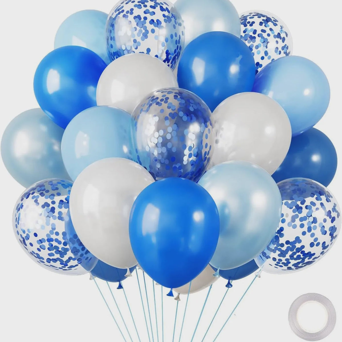 30 Stuks Chrome Latex Ballonnen Mix: Wit, Roze & Blauw - Feestdecoratie