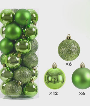 24x Kerstballen Set - 3/4/6cm - Multicolor & Glitter - Kerstboom Decoratie
