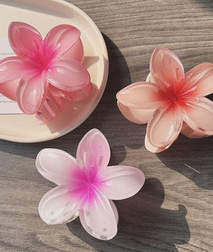 3x Grote Boho Bloemen Haarclips Acryl - Gradient Kleuren & Hawaii Stijl Haaraccessoires voor Dames