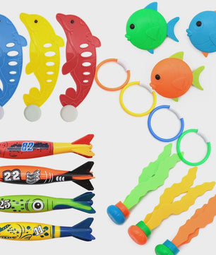 Zwembad Duikspeelgoed Set: Torpedo Vissen, Waterringen & Dolfijnen - Zomerpret voor Kinderen