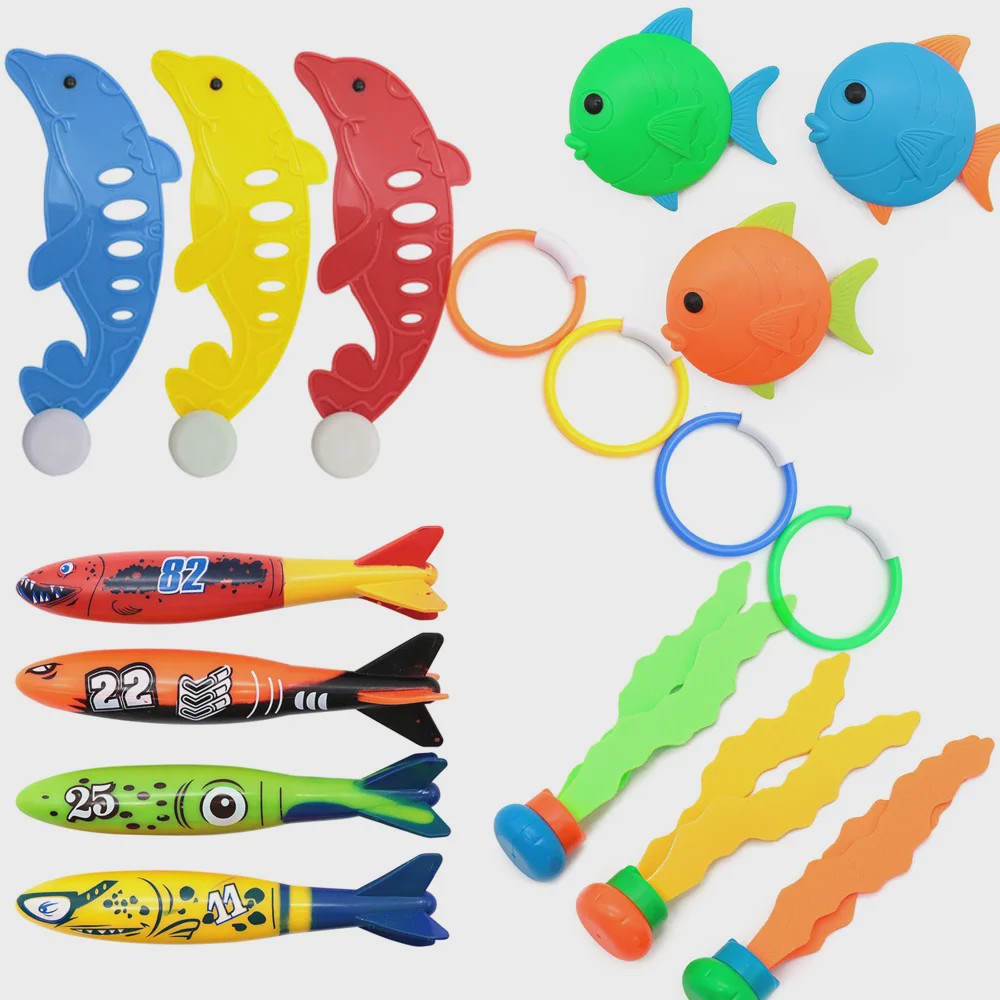 Zwembad Duikspeelgoed Set: Torpedo Vissen, Waterringen & Dolfijnen - Zomerpret voor Kinderen