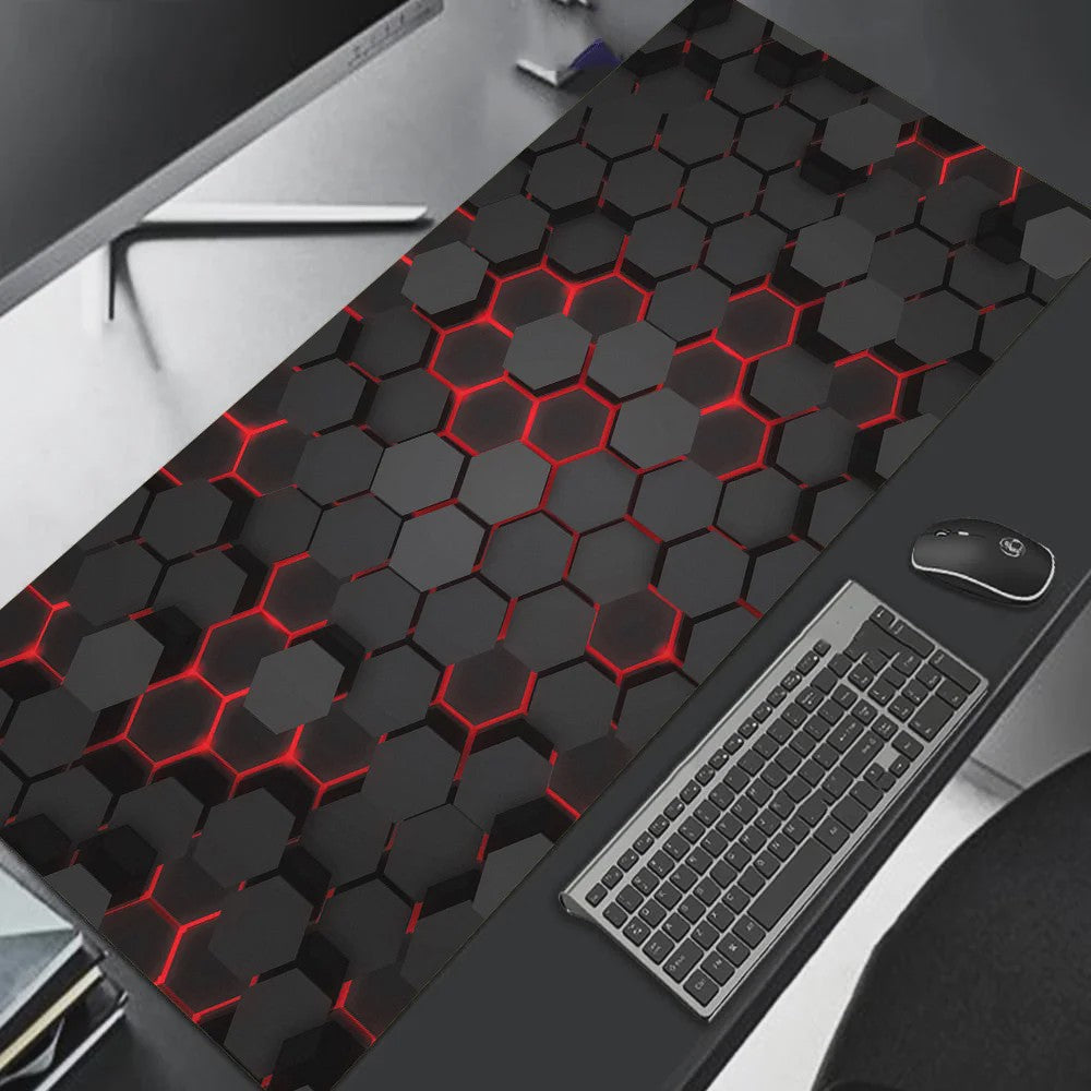 Extra Grote Gaming Muismat 90x40cm - Rood Blauw Gradient, Antislip & Stevige Rand