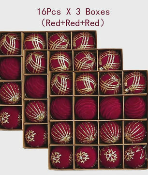Kerstballen 6cm - Set van 12/16 Stuks - Wijnrood & Goud - Fluweelzacht & Feestelijk