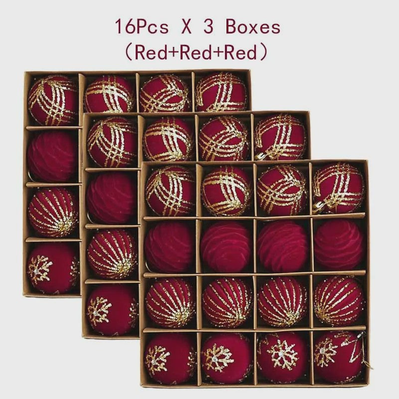 Kerstballen 6cm - Set van 12/16 Stuks - Wijnrood & Goud - Fluweelzacht & Feestelijk