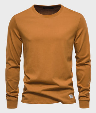 AIOPESON Heren Basic Longsleeve T-shirt - Katoen, Ronde Hals, Effen Kleur