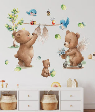 Schattige Bosdieren Muurstickers voor Kinderkamer, Babykamer & Peuterdecoratie - Vinyl Behang