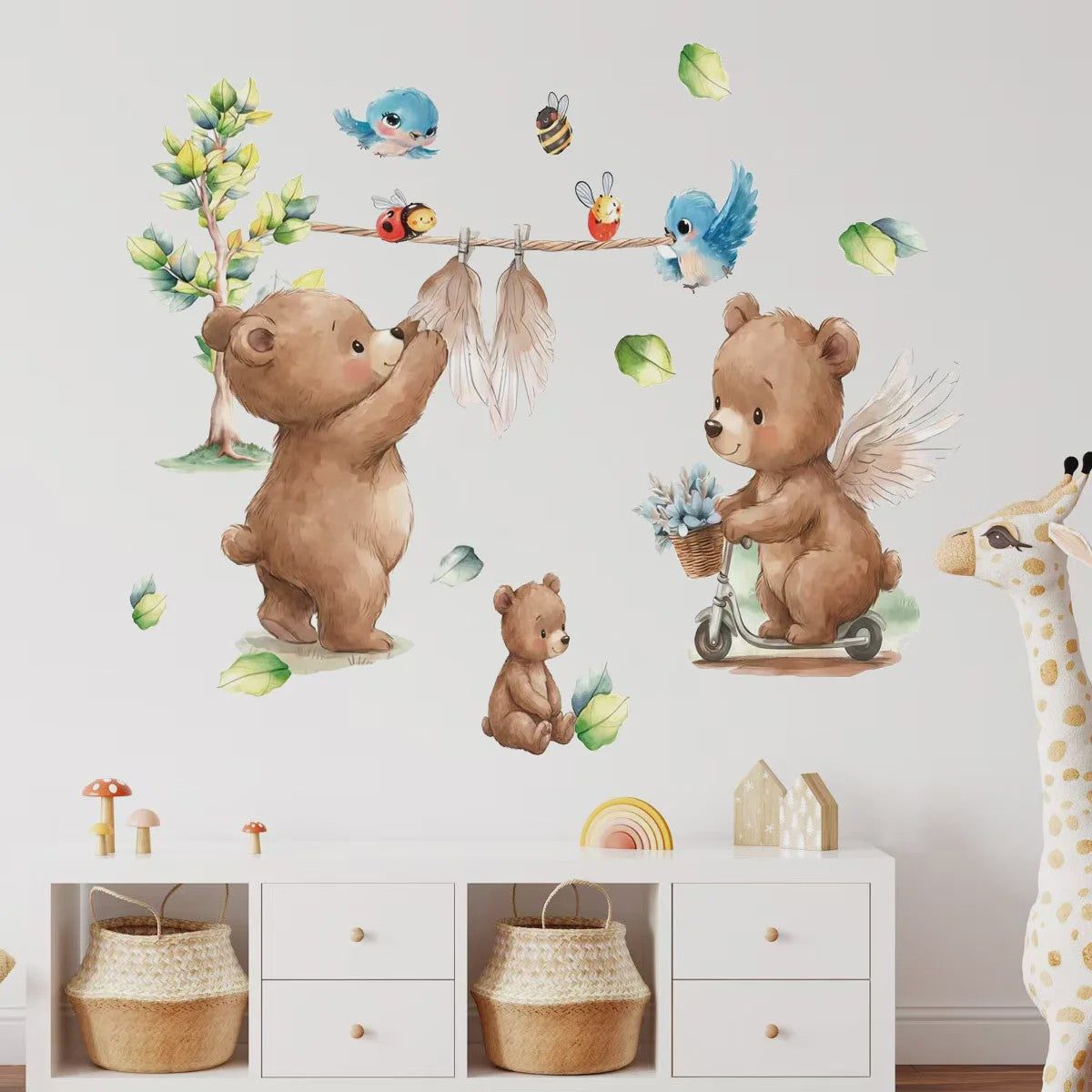 Schattige Bosdieren Muurstickers voor Kinderkamer, Babykamer & Peuterdecoratie - Vinyl Behang