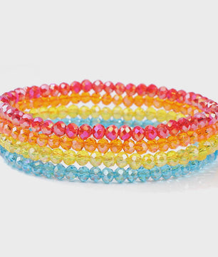 Set van 4 Kristallen Kralen Armbanden - Kleurrijk & Elegant