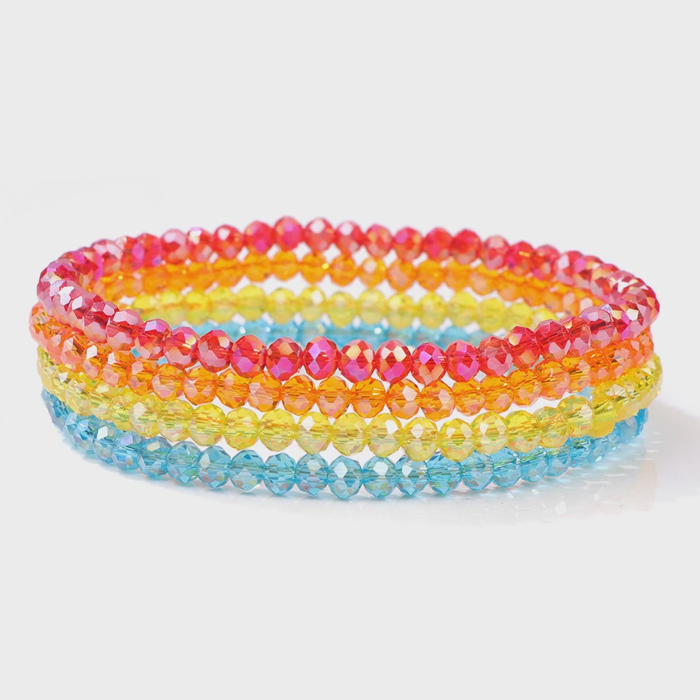 Set van 4 Kristallen Kralen Armbanden - Kleurrijk & Elegant
