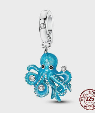 925 Sterling Zilveren Bedel Set: Dolfijn, Zeepaardje & Octopus - Blauw - DIY Armband Sieraden