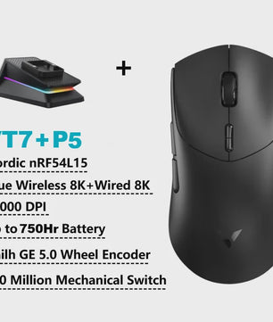 Rapoo VT7 MAX Draadloze Gaming Muis: 8K Polling Rate, Ultralicht & 750u Batterij